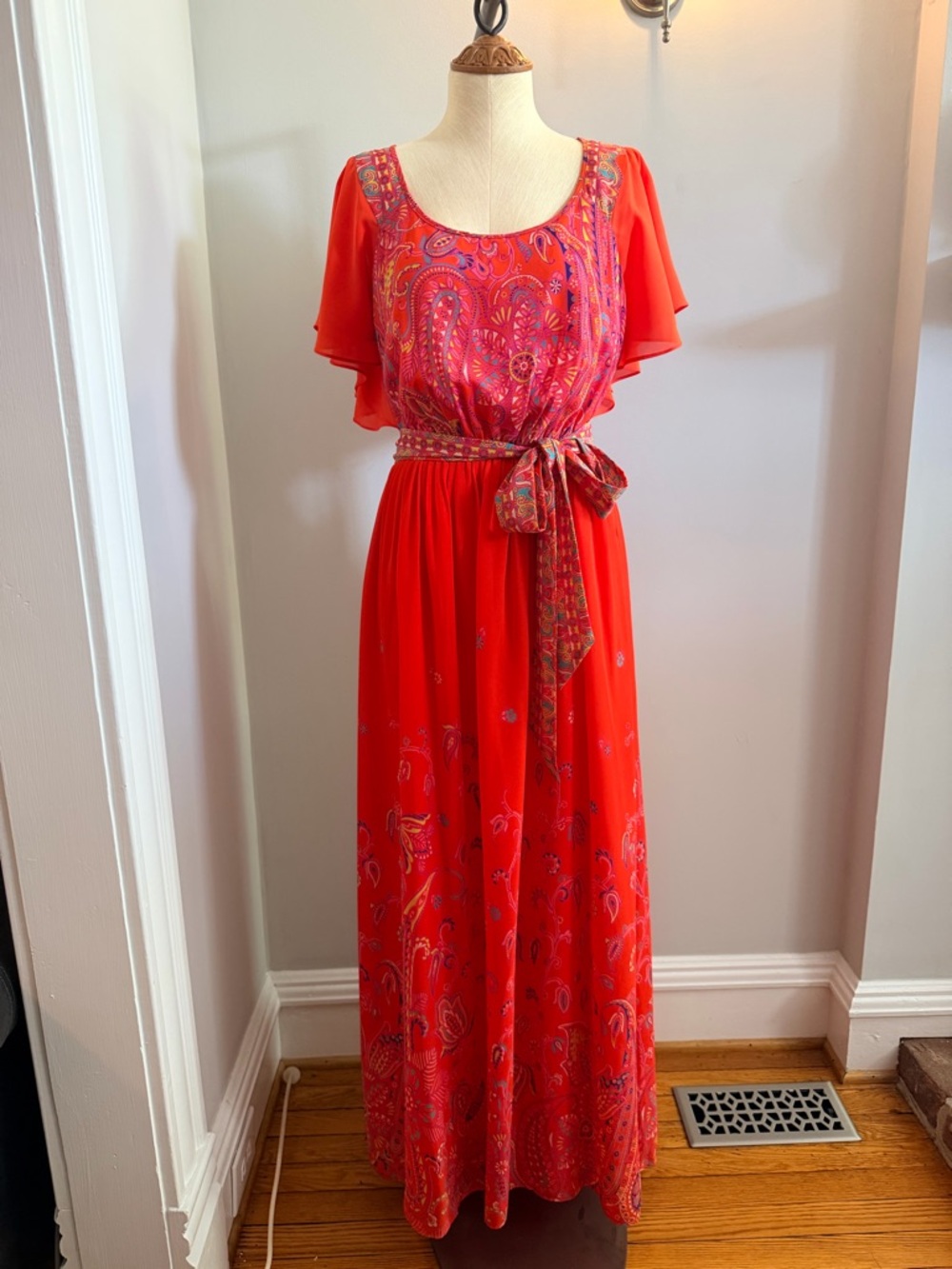 Maeve Red Paisley Maxi Dress with Sash